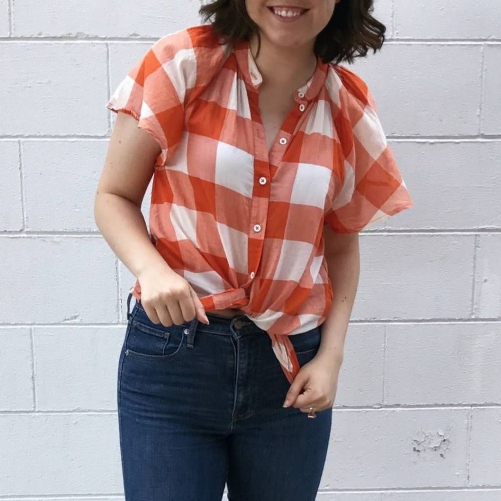 Maeve Gingham Button Down Blouse